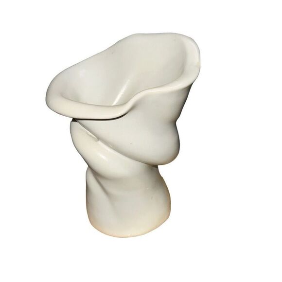 MCM abstract receptacle unique squished vase crumbled crushed  white - Picture 4 of 9